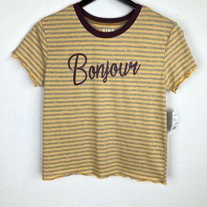 NWT Kind Karma Cropped Tee Bonjour Lettuce Edges